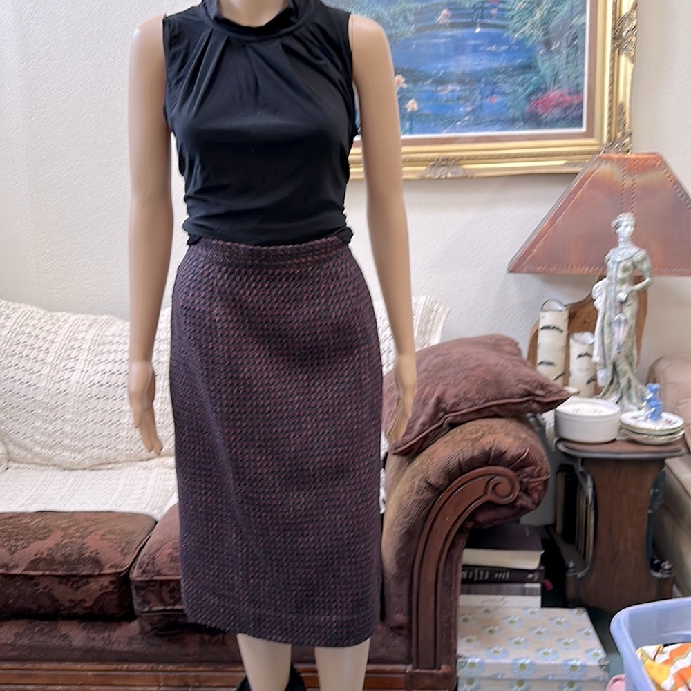 Vintage 1980’s Prophecy Blue/Burgandy High Waisted Plaid Skirt